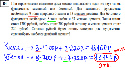 Математика егэ 2014 - решение досрочного варианта 2014, В4