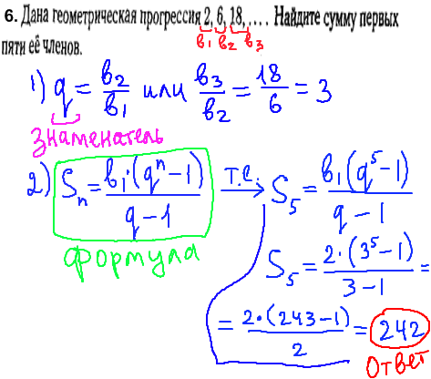 ГИА по математике 2014 - решение задачи, геометрическая прогрессия